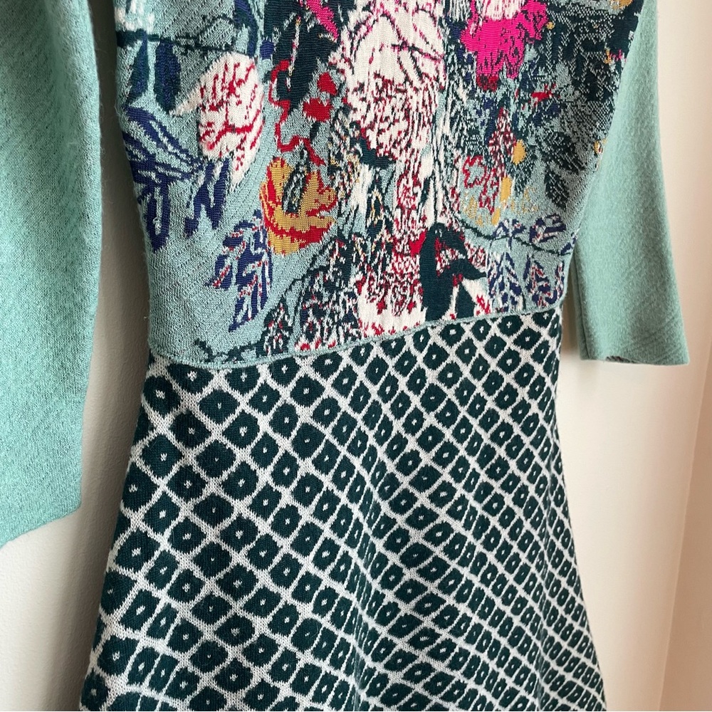 Aldo Martins Anthropologie Flowerpot Floral Sweater Dress Wool Blend Size Small - Picture 6 of 16